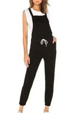 Monrow Black Knit Slim-fit Overalls